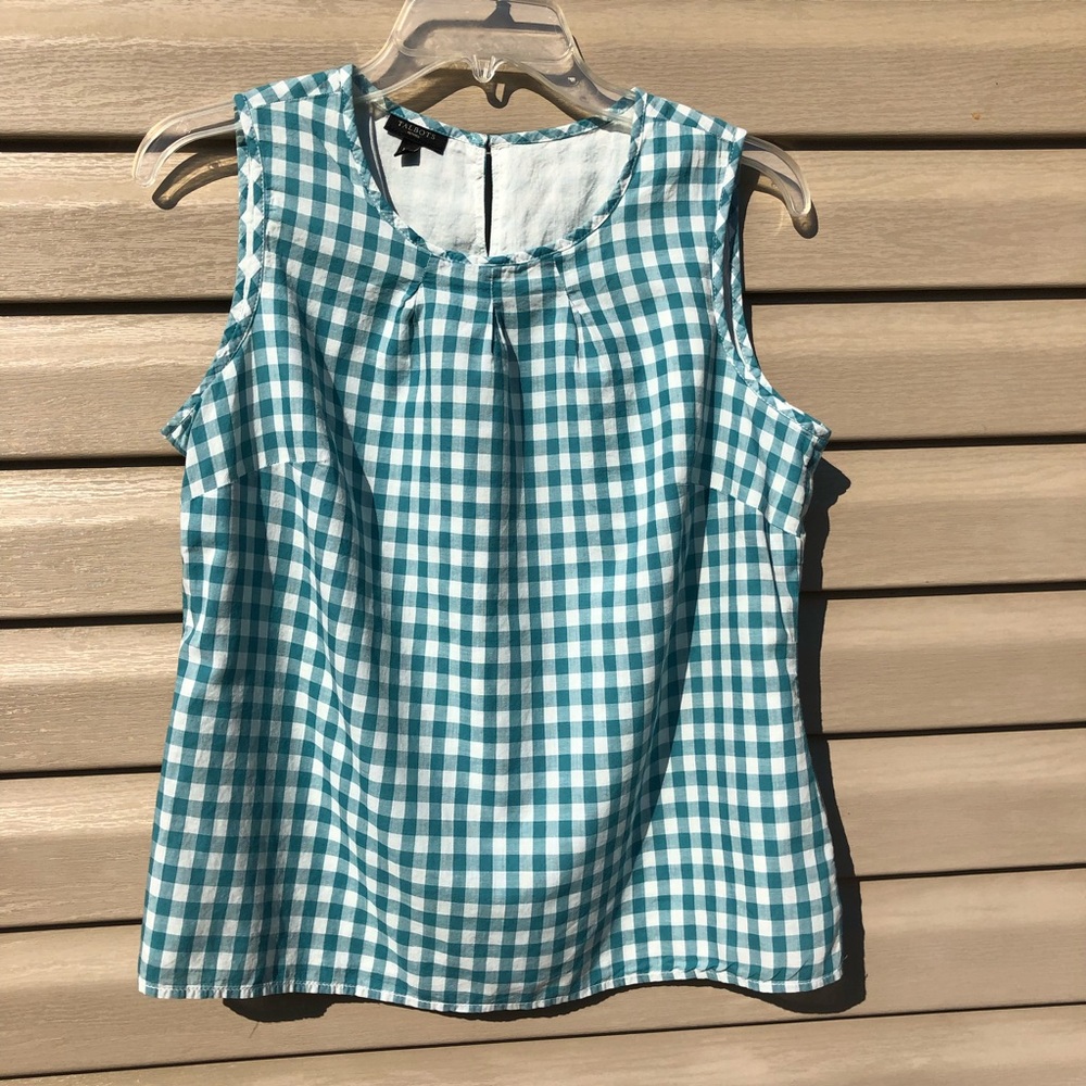 Talbots Sleeveless Green White Check MP
